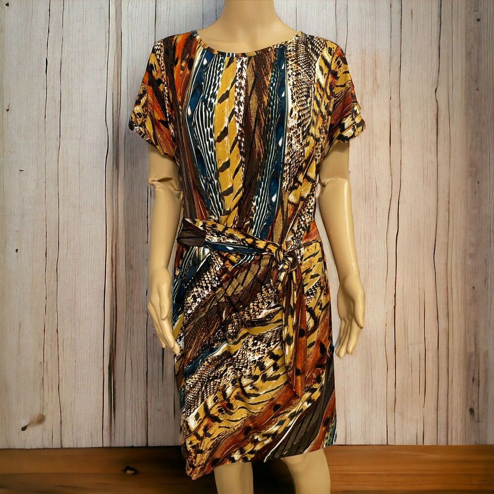 DRESSBARN Women Multicolor Crew Neck Short Sleeve Sheath Dress SZ/8